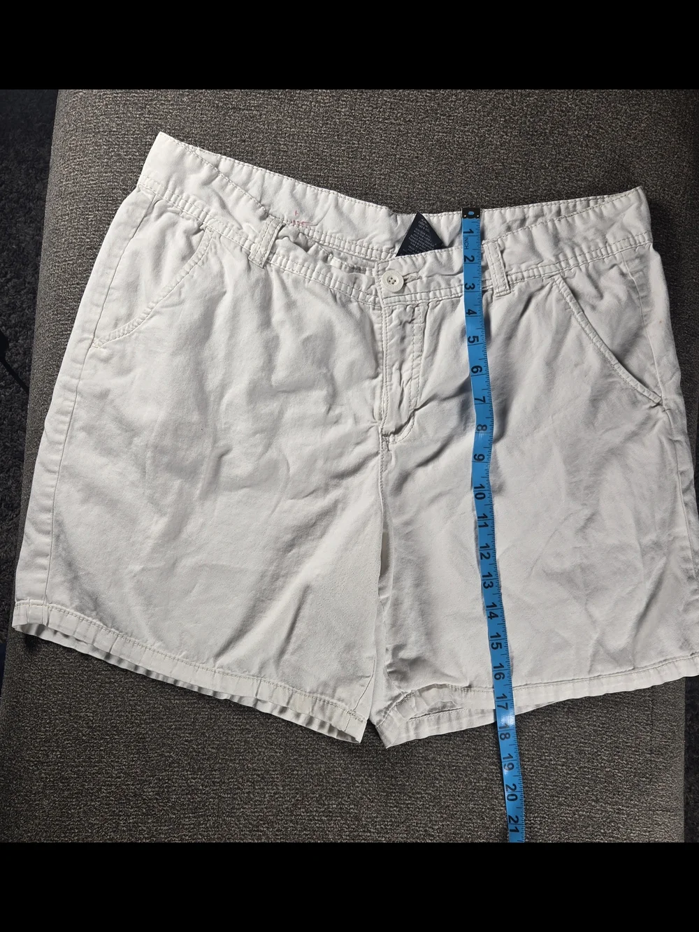 Faded Glory Light Cream Cotton Shorts with Button Waist